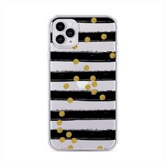 Силиконовый чехол "Черные полоски с золотыми кружками" на Apple iPhone 11 Pro Max / Айфон 11 Про Макс Case Place