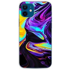 Силиконовый чехол "Фиолетовый флюид арт" на Apple iPhone 12 / Айфон 12 Case Place