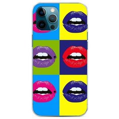 Силиконовый чехол "губы разноцветная помада" на Apple iPhone 12 Pro Max / Айфон 12 Про Макс Case Place