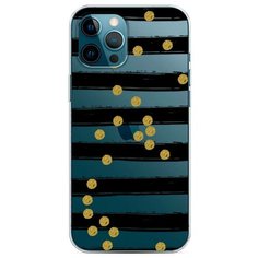 Силиконовый чехол "Черные полоски с золотыми кружками" на Apple iPhone 12 Pro Max / Айфон 12 Про Макс Case Place
