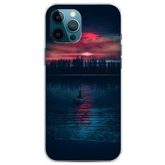 Силиконовый чехол "Лодка в закате" на Apple iPhone 12 Pro Max / Айфон 12 Про Макс Case Place