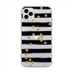 Силиконовый чехол "Черные полоски с золотыми кружками" на Apple iPhone 11 Pro / Айфон 11 Про Case Place