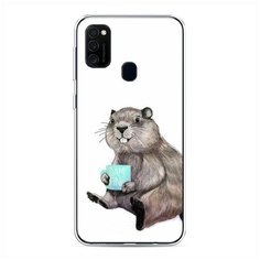 Силиконовый чехол "Бобер с кружкой" на Samsung Galaxy M21 / Самсунг Галакси М21 Case Place