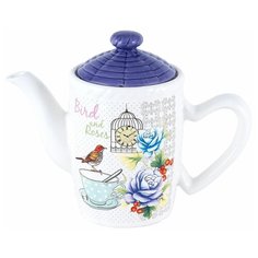 GIPFEL Заварочный чайник Provence 3861 0,7 л, белый/фиолетовый