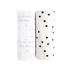 Многоразовая пеленка Mjolk трикотаж 120x85, с принтом, горошки/hello mommy, 2 шт.