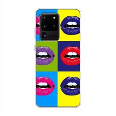 Силиконовый чехол "губы разноцветная помада" на Samsung Galaxy S20 Ultra / Самсунг Галакси S20 Ультра Case Place