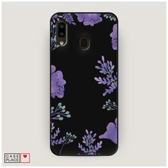 Чехол силиконовый Матовый Samsung Galaxy A20 Сиреневая цветочная рамка Case Place