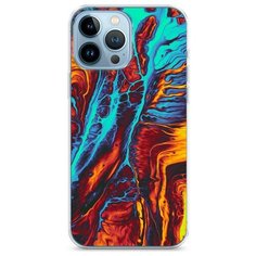Силиконовый чехол "Желто- голубой флюид" на Apple iPhone 13 Pro Max / Айфон 13 Про Макс Case Place