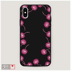 Чехол силиконовый Матовый iPhone XS Max (10S Max) Рамка из вишни Case Place