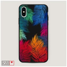 Чехол силиконовый Матовый iPhone XS Max (10S Max) Рамка из перьев Case Place