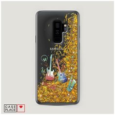Чехол Жидкий с блестками Samsung Galaxy S9 Plus Музыкальные инструменты градиент Case Place