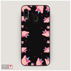 Чехол силиконовый Матовый Samsung Galaxy A30 Рамка из розовых единорогов Case Place