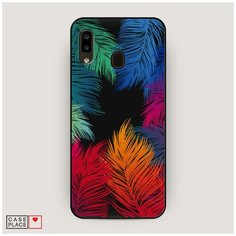 Чехол силиконовый Матовый Samsung Galaxy A20 Рамка из перьев Case Place