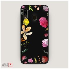Чехол силиконовый Матовый Samsung Galaxy A20 Цветочная рамка Case Place