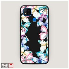 Чехол силиконовый Матовый Xiaomi Redmi 9C Рамка из бабочек Case Place