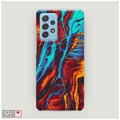 Чехол Пластиковый Samsung Galaxy A52 Желто-голубой флюид Case Place