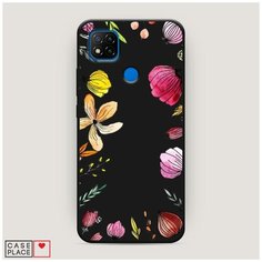 Чехол силиконовый Матовый Xiaomi Redmi 9C Цветочная рамка Case Place