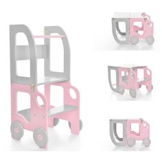 Стол-Башня маленького помощника монтессори трансформер, бело-розовая Посиделкин