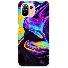 Пластиковый чехол "Фиолетовый флюид арт" на Xiaomi Mi 11 Lite / Сяоми Ми 11 Лайт Case Place