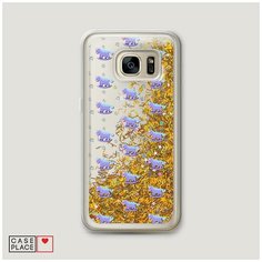 Чехол Жидкий с блестками Samsung Galaxy S6 edge Качели-единороги фон Case Place