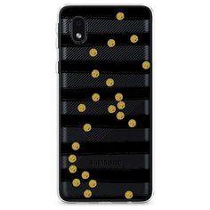 Силиконовый чехол "Черные полоски с золотыми кружками" на Samsung Galaxy A01 Core / Самсунг Галакси А01 Core Case Place