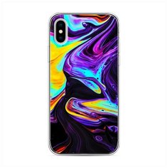 Силиконовый чехол "Фиолетовый флюид арт" на Apple iPhone XS (10S) / Айфон Икс Эс Case Place