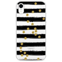 Силиконовый чехол "Черные полоски с золотыми кружками" на Apple iPhone XR (10R) / Айфон Икс Р Case Place