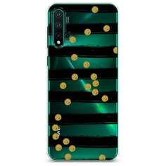 Силиконовый чехол "Черные полоски с золотыми кружками" на Huawei Nova 5 Pro / Хуавей Нова 5 Про Case Place