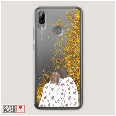 Жидкий чехол с блестками "Плед на двоих" на Huawei P Smart 2019 / Хуавей П Смарт 2019 Case Place