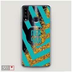 Чехол Жидкий с блестками Samsung Galaxy A20s Пей чай Case Place