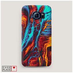 Чехол Пластиковый Samsung Galaxy S6 Желто-голубой флюид Case Place