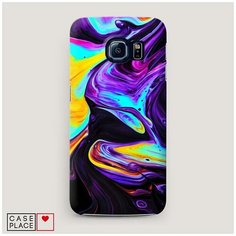 Чехол Пластиковый Samsung Galaxy S7 edge Фиолетовый флюид арт Case Place