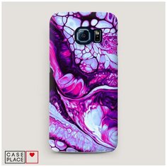 Чехол Пластиковый Samsung Galaxy S6 Розовый флюид арт Case Place