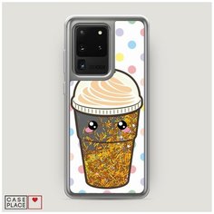 Чехол Жидкий с блестками Samsung Galaxy S20 Ultra Милый стакан Case Place