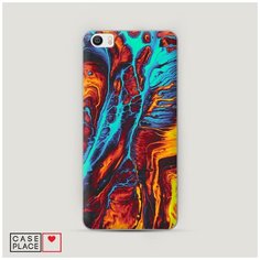 Чехол Пластиковый Xiaomi Mi5 Желто-голубой флюид Case Place