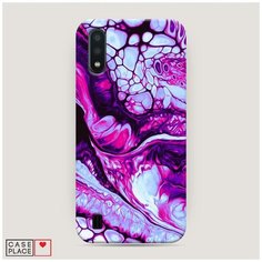 Чехол Пластиковый Samsung Galaxy A01 Розовый флюид арт Case Place