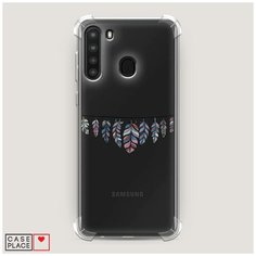 Чехол силиконовый Противоударный Samsung Galaxy A21 Гирлянда из перьев 1 Case Place