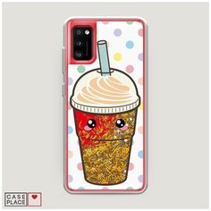 Чехол Жидкий с блестками Samsung Galaxy A41 Милый стакан Case Place