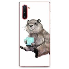 Силиконовый чехол "Бобер с кружкой" на Samsung Galaxy Note 10 / Самсунг Гэлакси Нот 10 Case Place