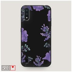 Чехол силиконовый Матовый Samsung Galaxy A01 Сиреневая цветочная рамка Case Place