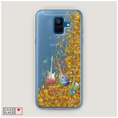 Чехол Жидкий с блестками Samsung Galaxy A6 Музыкальные инструменты градиент Case Place