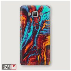 Чехол Пластиковый Samsung Galaxy Grand Prime Желто-голубой флюид Case Place