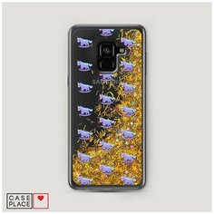 Чехол Жидкий с блестками Samsung Galaxy A8 2018 Качели-единороги фон Case Place