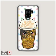 Чехол Жидкий с блестками Samsung Galaxy A8 Plus 2018 Милый стакан Case Place