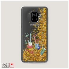 Чехол Жидкий с блестками Samsung Galaxy A8 Plus 2018 Музыкальные инструменты градиент Case Place
