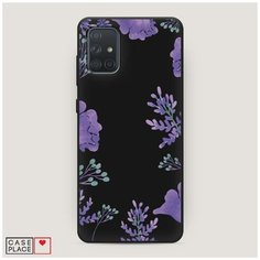 Чехол силиконовый Матовый Samsung Galaxy A71 Сиреневая цветочная рамка Case Place