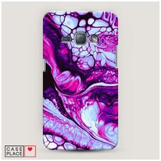 Чехол Пластиковый Samsung Galaxy J1 2016 Розовый флюид арт Case Place