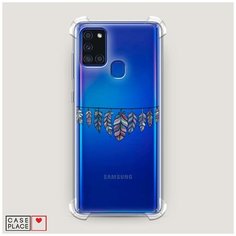 Чехол силиконовый Противоударный Samsung Galaxy A21s Гирлянда из перьев 1 Case Place