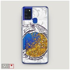Чехол Жидкий с блестками Samsung Galaxy A21s Прозрачное зеркало Case Place