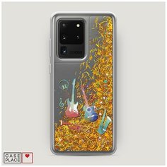 Чехол Жидкий с блестками Samsung Galaxy S20 Ultra Музыкальные инструменты градиент Case Place